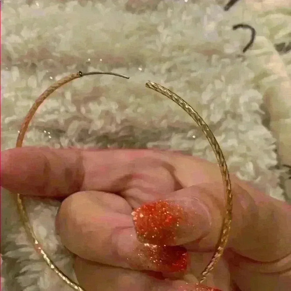Gold Colored Hoop Earrings - Picture 3 of 3